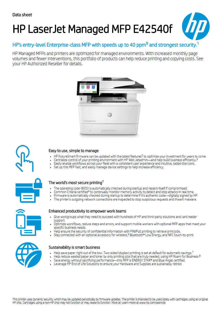 HP LaserJet Managed MFP E42540 Brochure Page