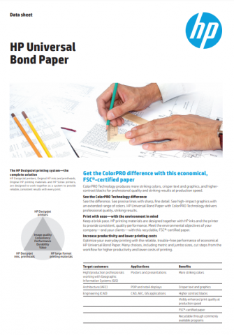 HP Universal Bond Paper Info