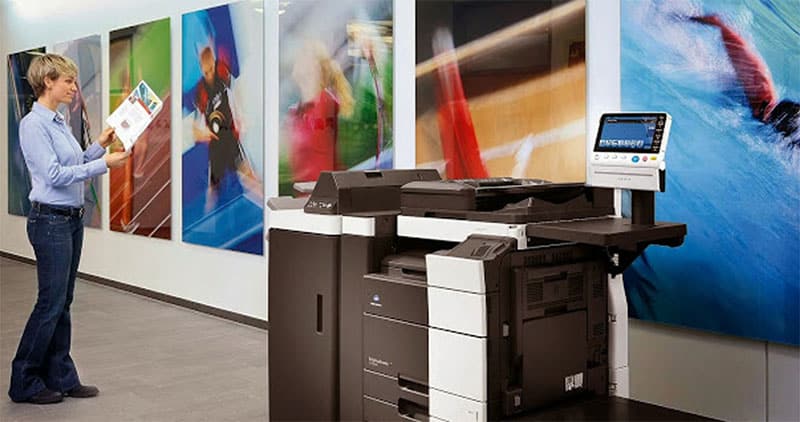 Panasonic photocopier in Sydney art gallery with brilliantly colored prints