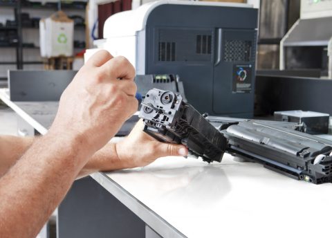 worker laser printer
